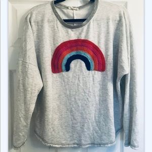 Chrysanthemum Anthro Sweater Rainbow Boho S